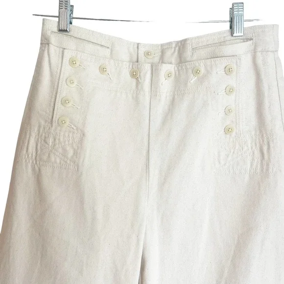 Tory Burch Button Detail Cropped Wide Leg Sailor Pants Size 6 NWOT